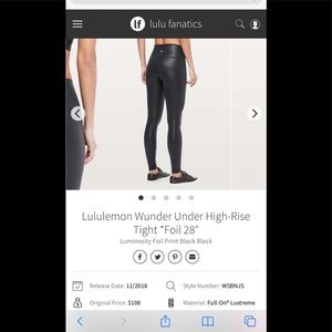 Lululemon Wunder Under High-Rise Tight *Foil 28"